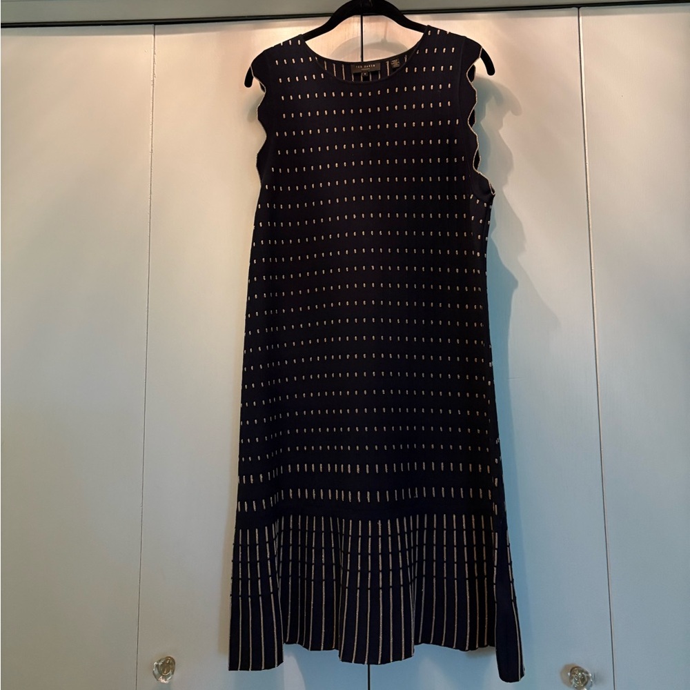 Elegant Navy and Gold knit Dress